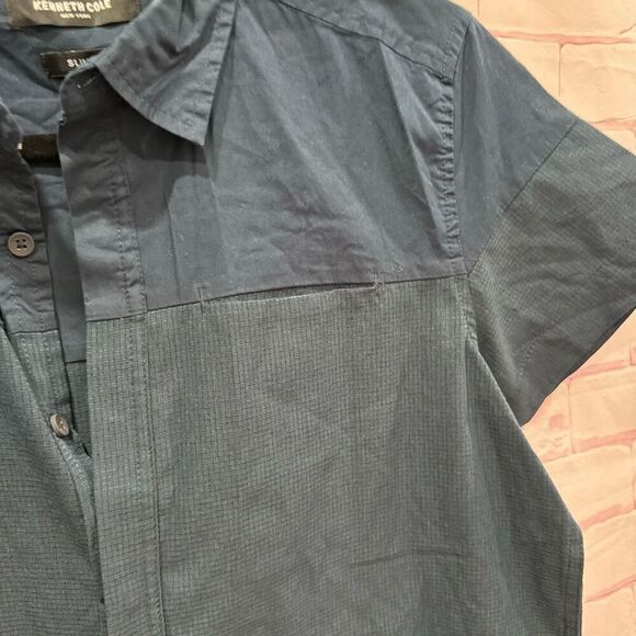 Kenneth Cole slim fit navy blue shirt size small - Picture 7 of 9